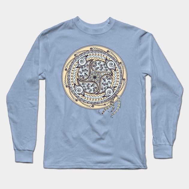 Paisley Balance Mandala Long Sleeve T-Shirt by DISmithArt